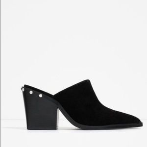 Zara Suede Pointed Mules - Size 37